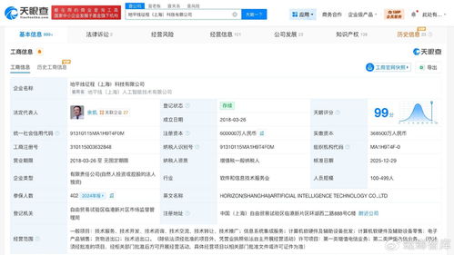 地平線旗下上海科技公司注冊資本躍升至60億，增幅達50%，信息系統集成服務成新焦點